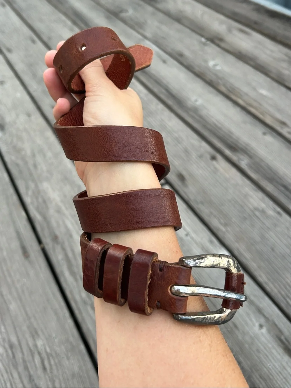 Vintage Italian Leather Belt Brown Western Silver Buckle Limited Made in Italy